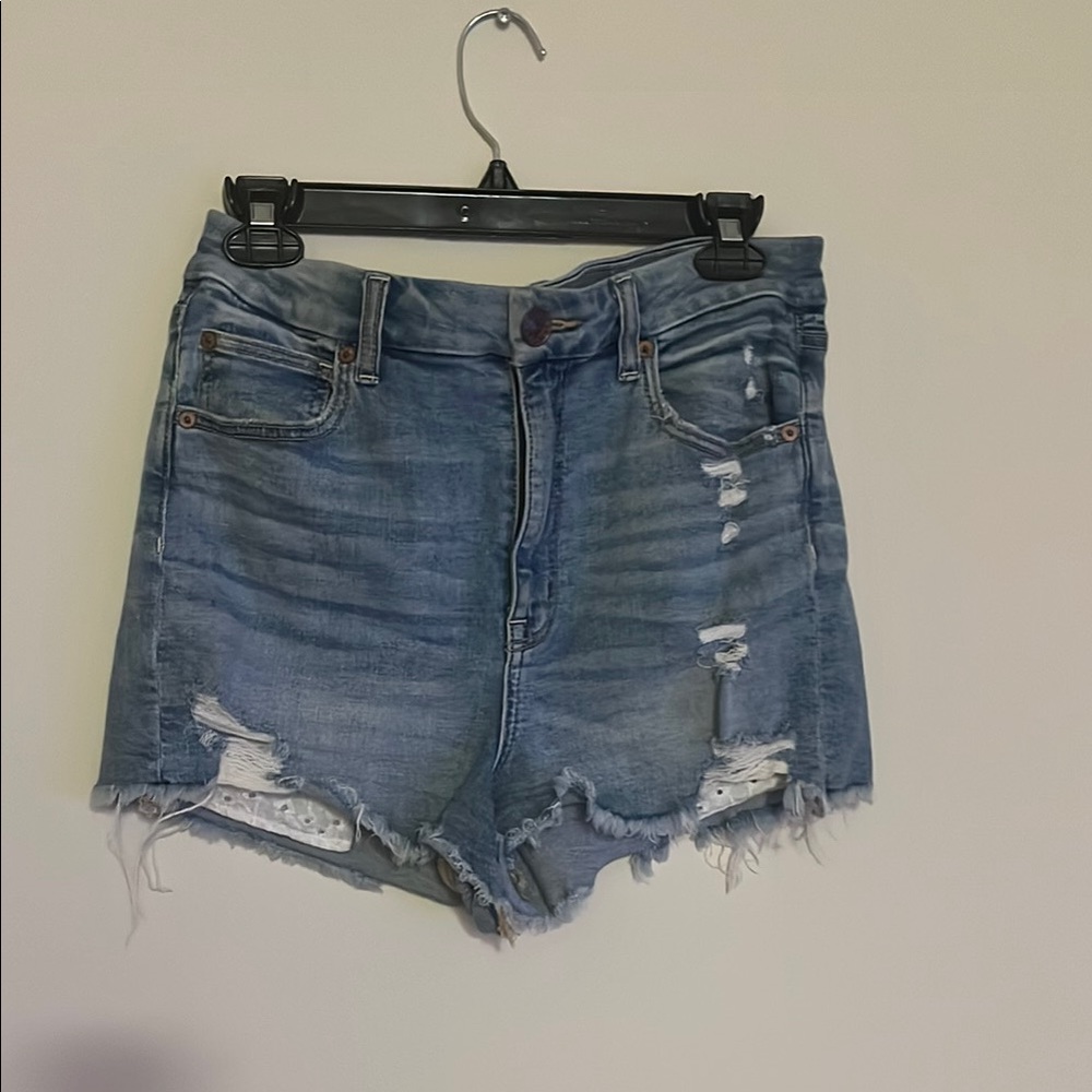 American Eagle Outfitters Blue Distressed Jean Shorts